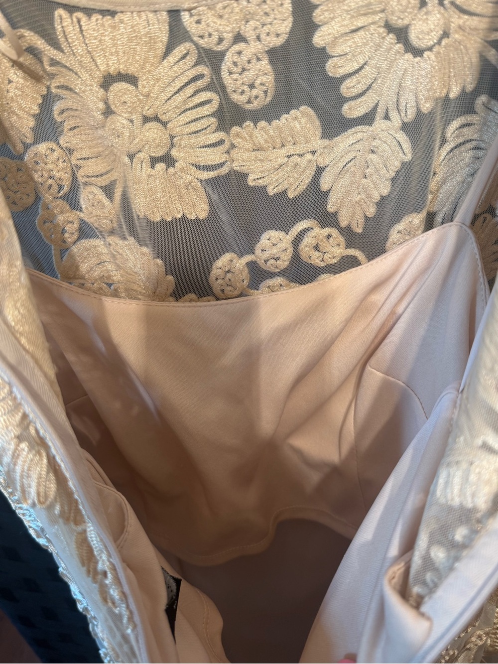 Alex Evenings Champagne Floral Lace Maxi Gown - Picture 4 of 4